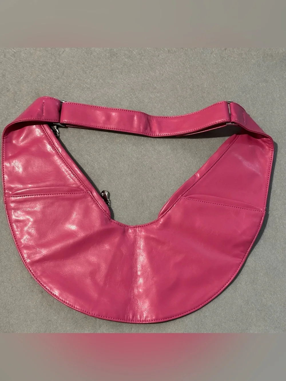 Fuchsia Crescent Hobo Shoulder Bag